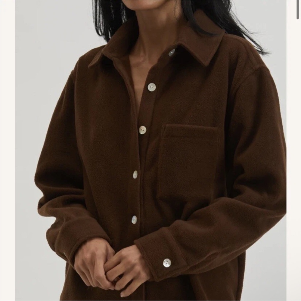 NWT DONNI. polar fleece shirt jacket in chocolate